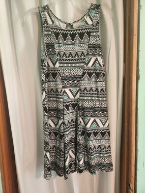 Mudd black, white, and teal skater dress